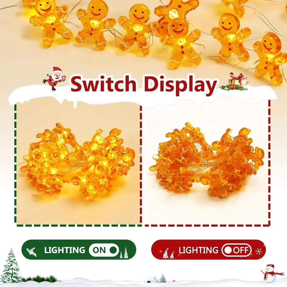 Christmas Garland with Lights, 9FT Artificial Pine with 50 Gingerbread Men